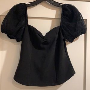 Socialite Blouse with Puff, Sheer Sleeves